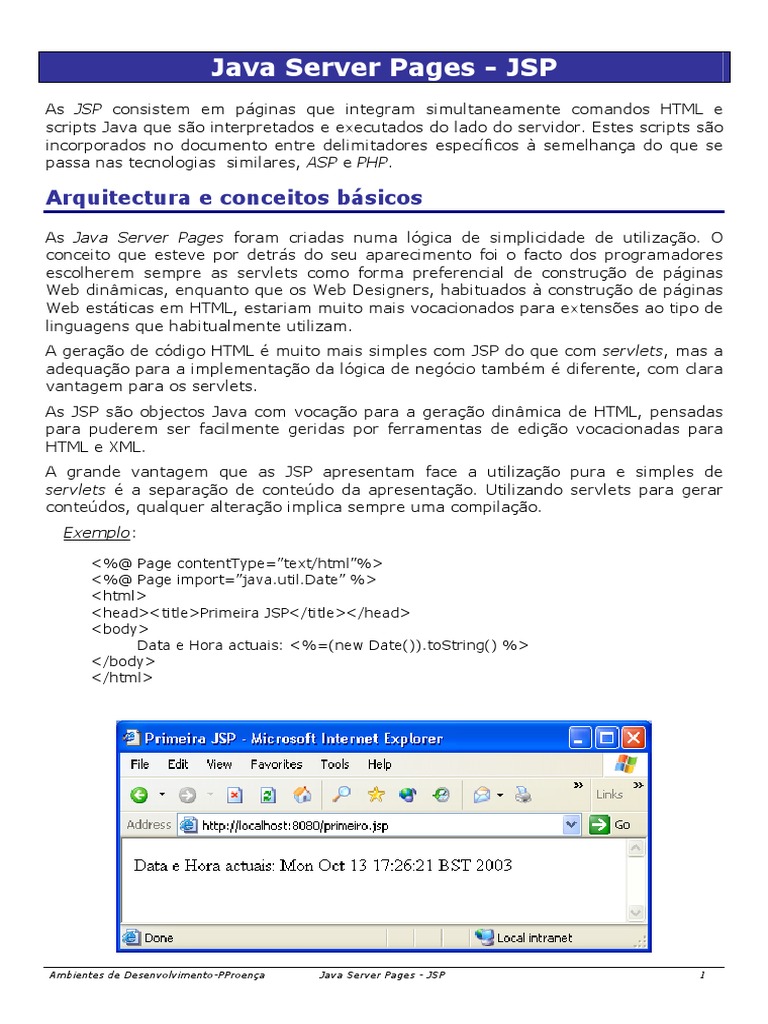 Introdução às Java Server Pages (JSP) | PDF | Páginas do servidor Java ...