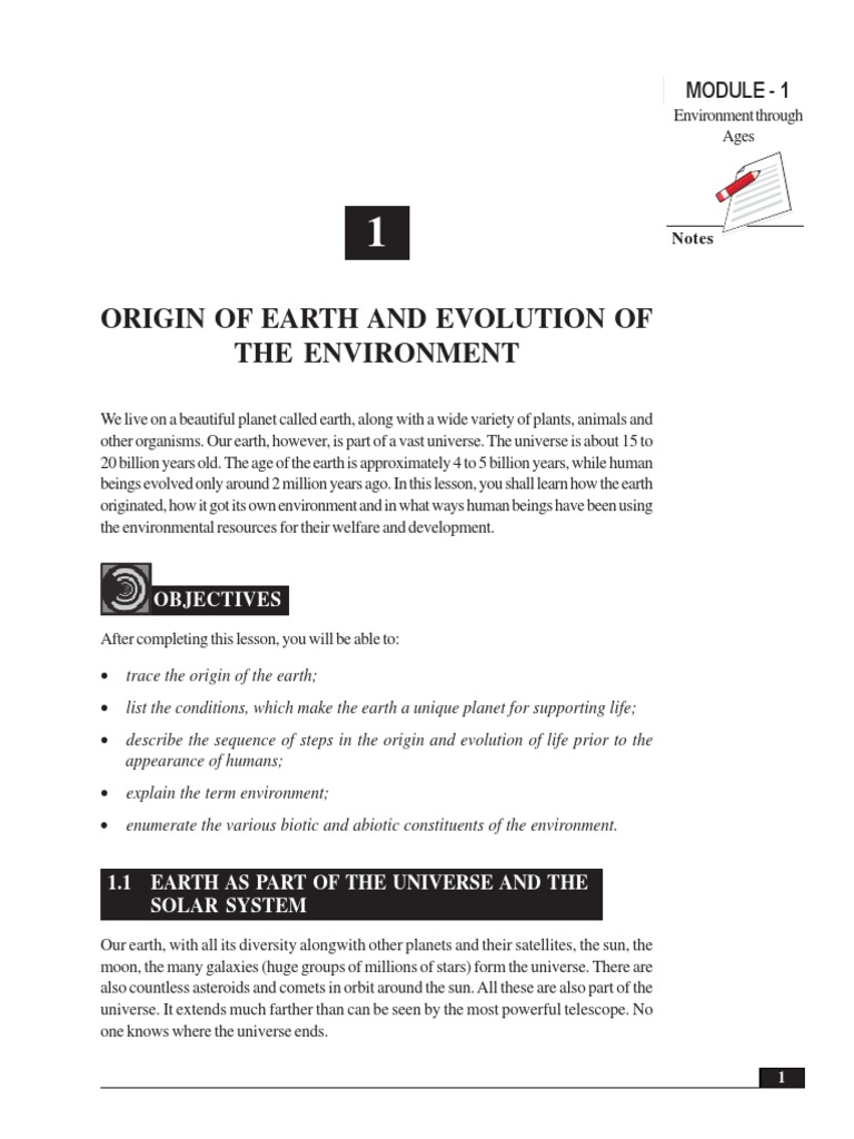 1 - Origin of Earth and Evolution of The Environment PDF | PDF | Earth ...