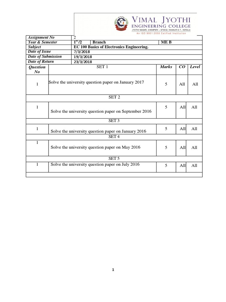 Assignment No 2 EC100 | PDF