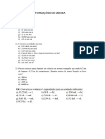 Lista de Transformações de Medida