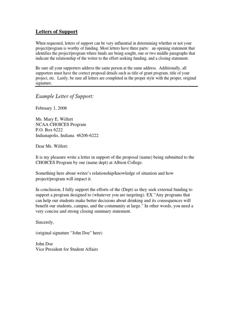 Sample - Letter of Support PDF | PDF