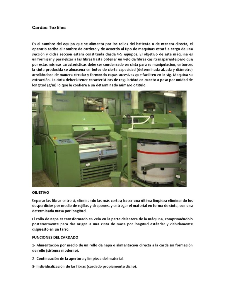 Tipos y Proceso de Cardado Textil | PDF | Naturaleza