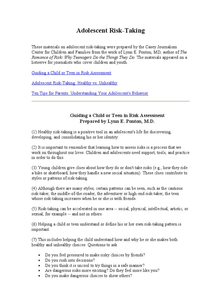 Adolescent Risk Pdf Adolescence Risk