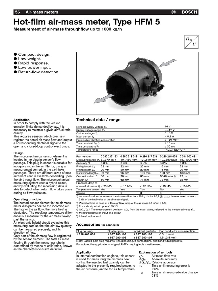Bosch HFM 5 Sensors Airmass PDF PDF Sensor Electrical Connector
