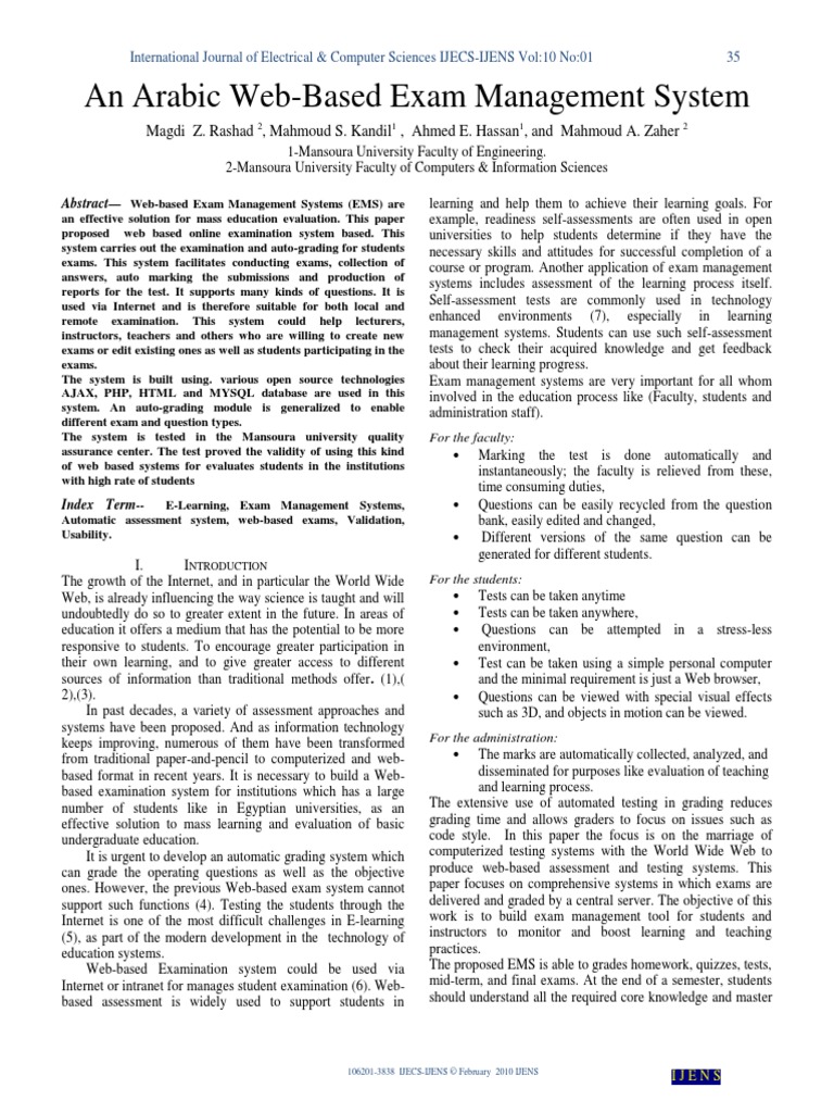 An Arabic Web-Based Exam Management System PDF | PDF | Test (Assessment ...