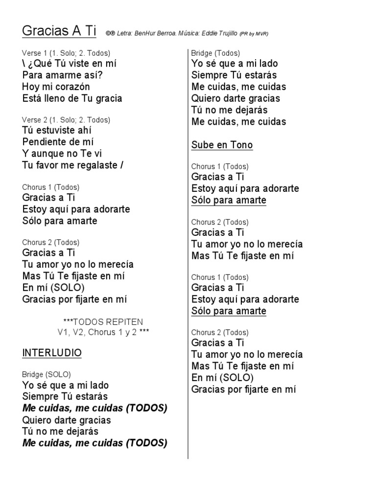 Gracias A Ti (Lyrics) | PDF | Poesía, image size:768x1024