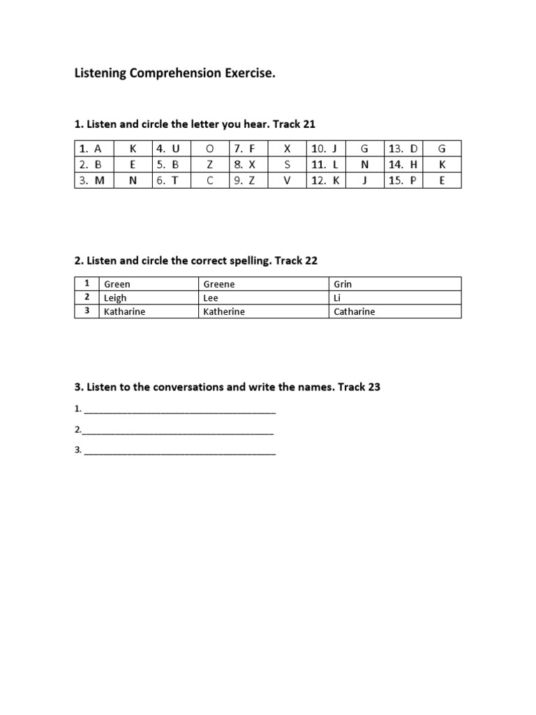 Listening Comprehension Practice Exercise | PDF