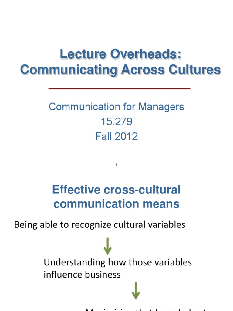Communicating Across Cultures | PDF | Cross Cultural Communication ...