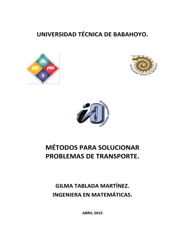 Métodos para Problemas de Transporte | PDF | La investigación de ...