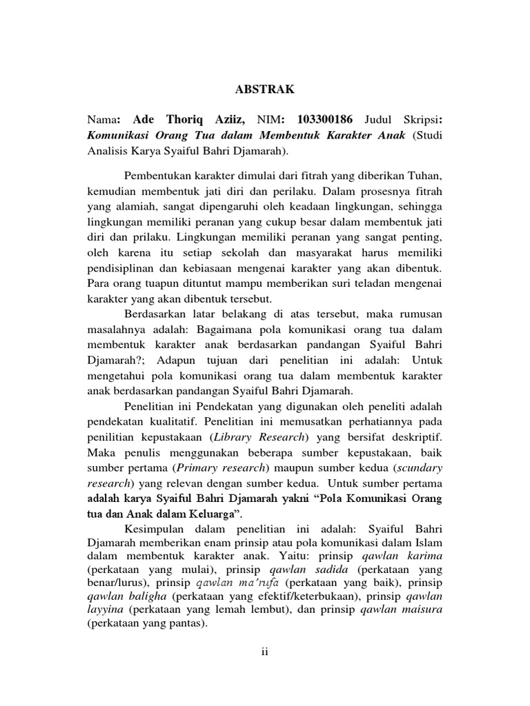 Contoh Abstrak Skripsi