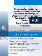 Reunión Consultiva de Plataformas Nacionales de Reducción de Riesgo de Desastres y Diálogo Sobre Adaptación Al Cambio Climático