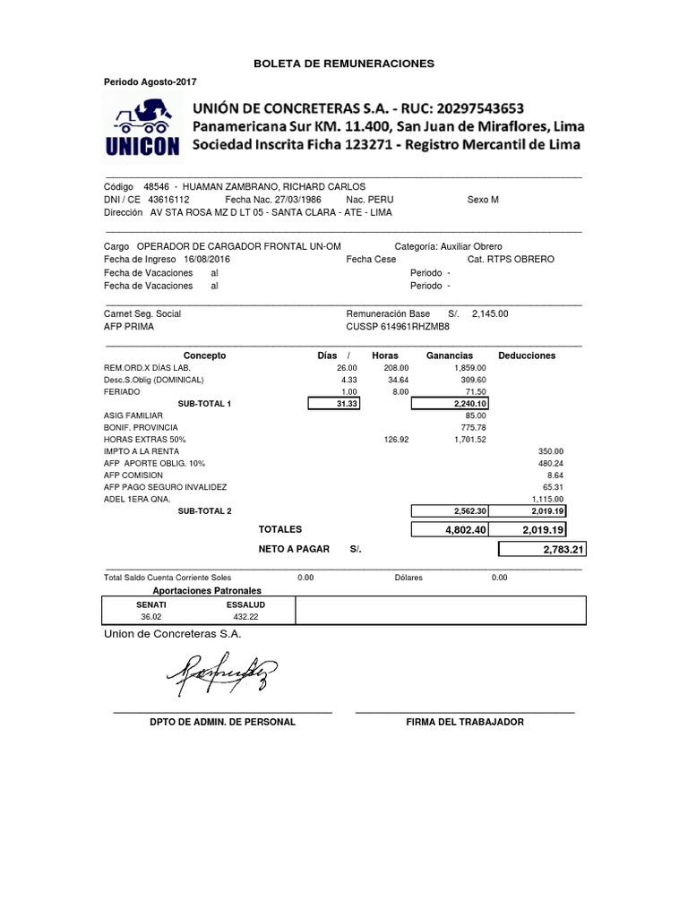 Boleta de Pago PDF