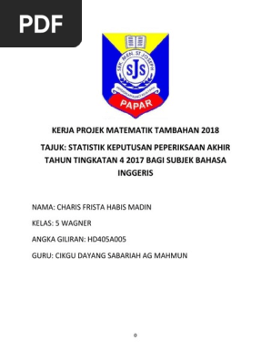 Kerja Projek Matematik Tambahan 2018 Pdf