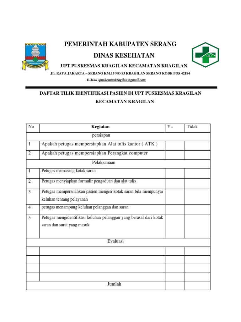 Contoh daftar tilik