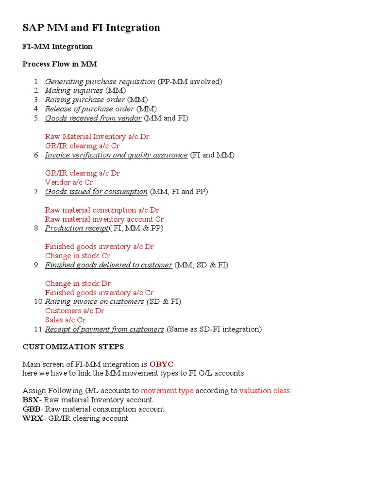 SAP FI-MM Integration Process Steps | PDF | Business | Finance & Money ...