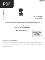 Application Form For Miscellaneous Services On Indian Passports