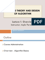 Advance Theory and Design of Algorithm: Lecture 1: Overview