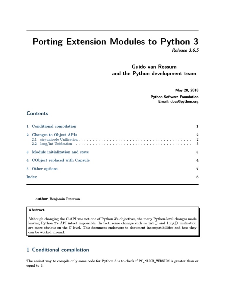 Porting C Extensions to Python 3 | PDF | Python (Programming Language ...