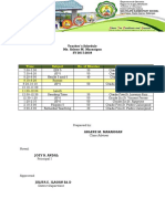 Teacher's Schedule Ms. Arlene M. Marasigan SY 2017-2018: Time Subject No. of Minutes Grade and Section