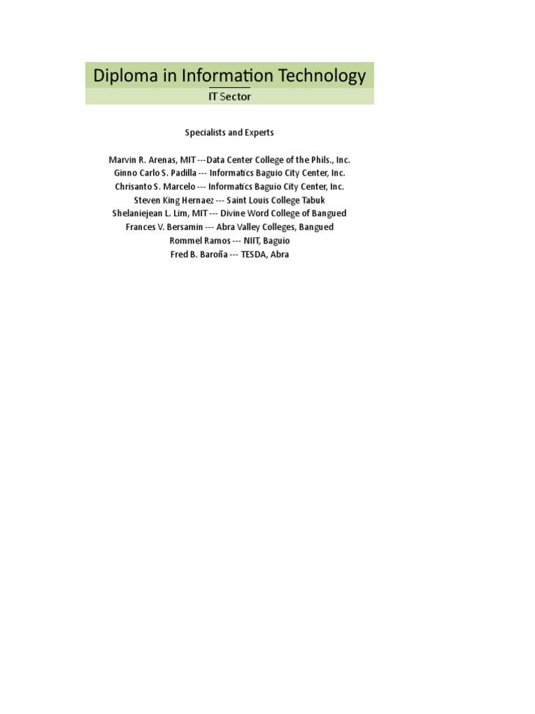 Diploma in Information Technology Program | PDF | Graphics | Computing