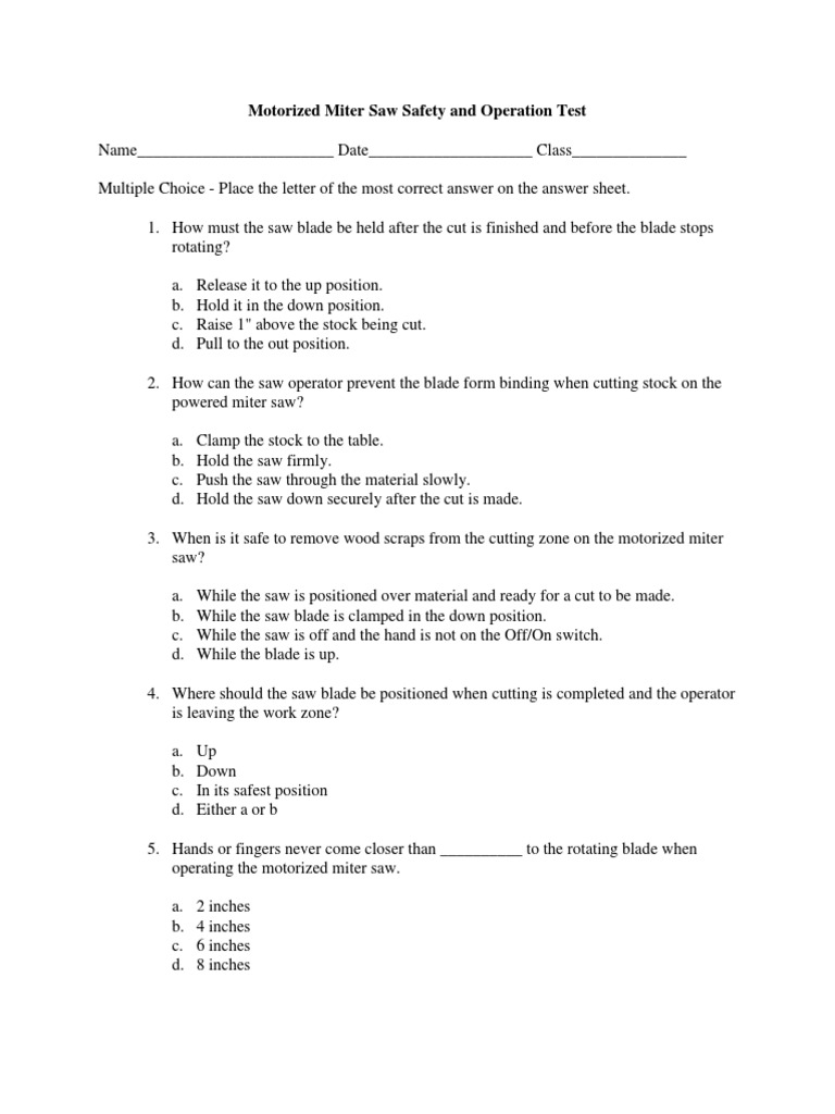 Miter Saw Safety Test Updated PDF Crafts Cutting Tools
