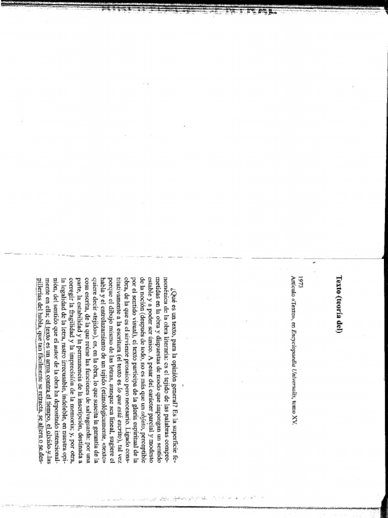 Barthes, Teoría Del Texto PDF | PDF