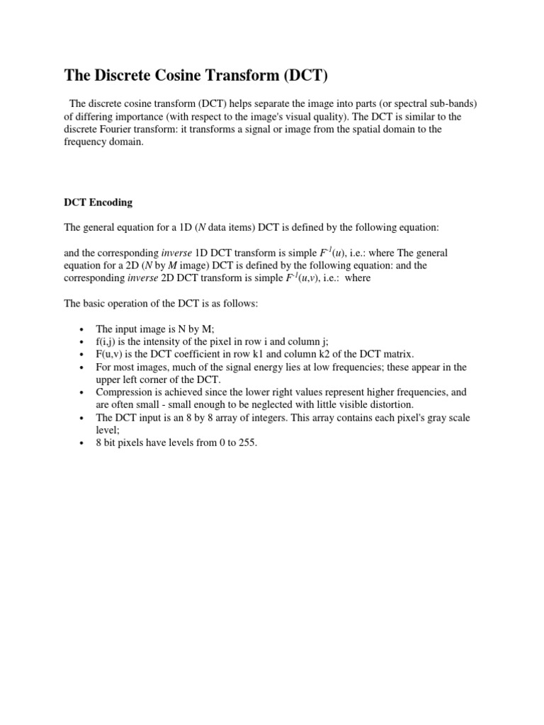Understanding Discrete Cosine Transform | PDF
