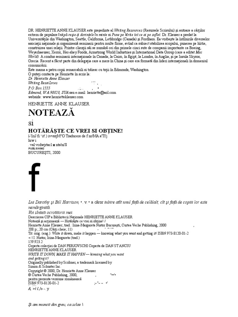 Henriette Anne-Klauser - Noteaza Si Actioneaza | PDF