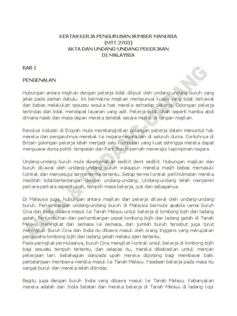 17 Akta Undang2 Pekerja Di Malaysia Docx