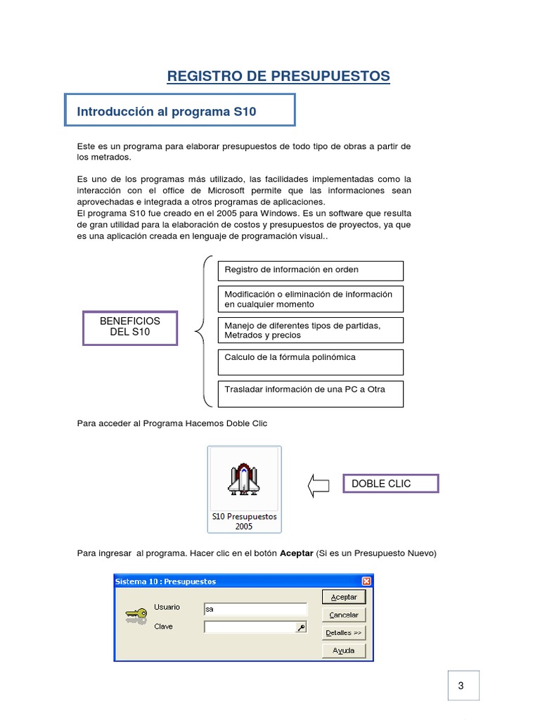 Introducción al Programa S10 de Presupuestos | PDF | Point and Click ...