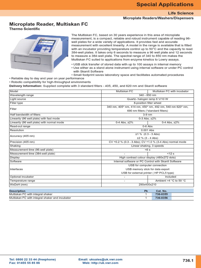 Microplate Reader, Multiskan FC Microplate Readers/Washers/Dispensers