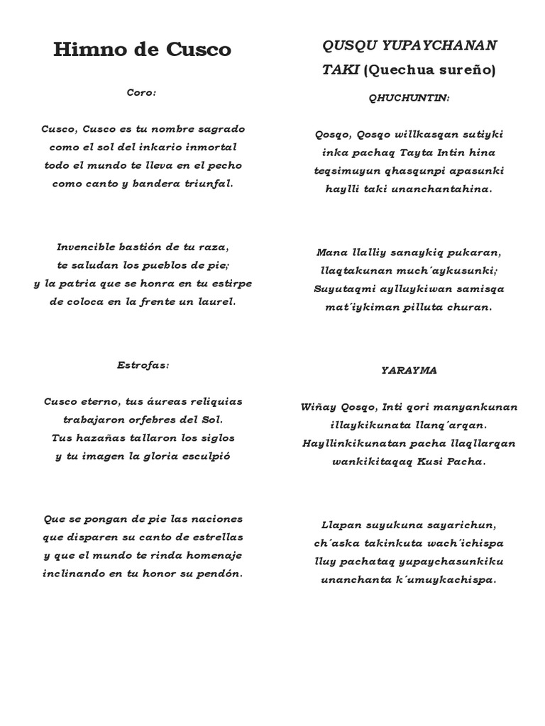 Himno de Cusco | PDF