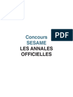 Annales Concours Sesame 2016