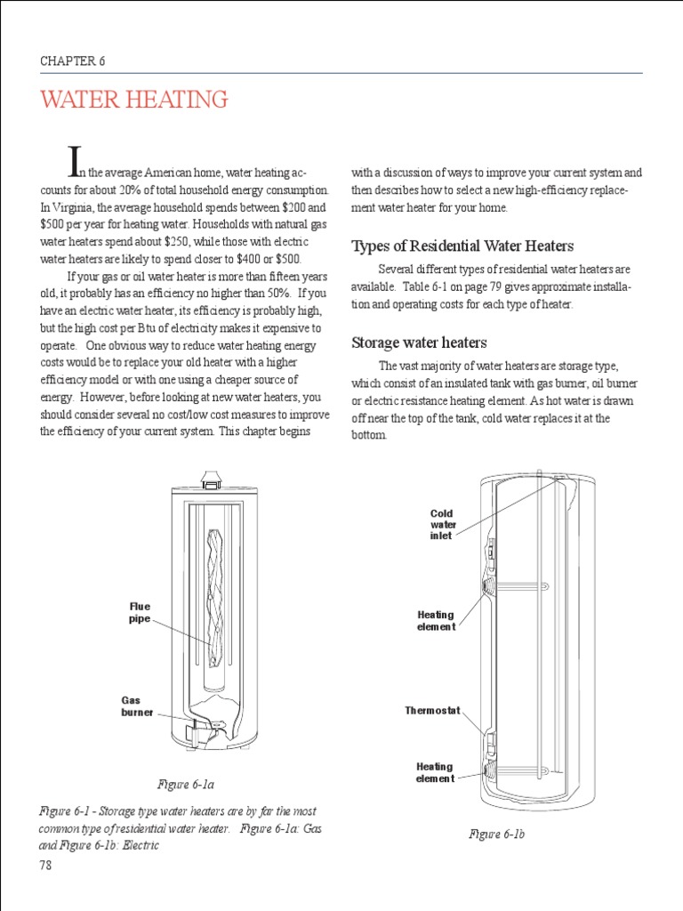 Water Heating Types of Residential Water Heaters PDF Water Heating