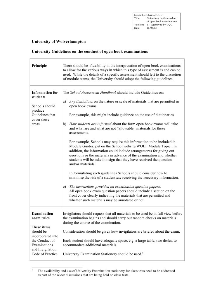 Open Book Examination Guidelines | PDF | Test (Assessment) | Behavior ...
