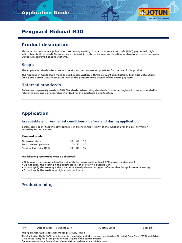 Jotun Penguard Midcoat MIO Application Guide PDF Paint Relative