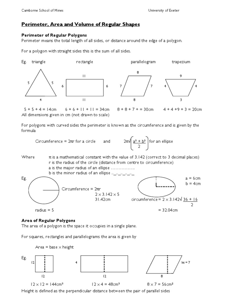 Perimeters Areas and Volumes | Area | Volume | Free 30-day Trial | Scribd