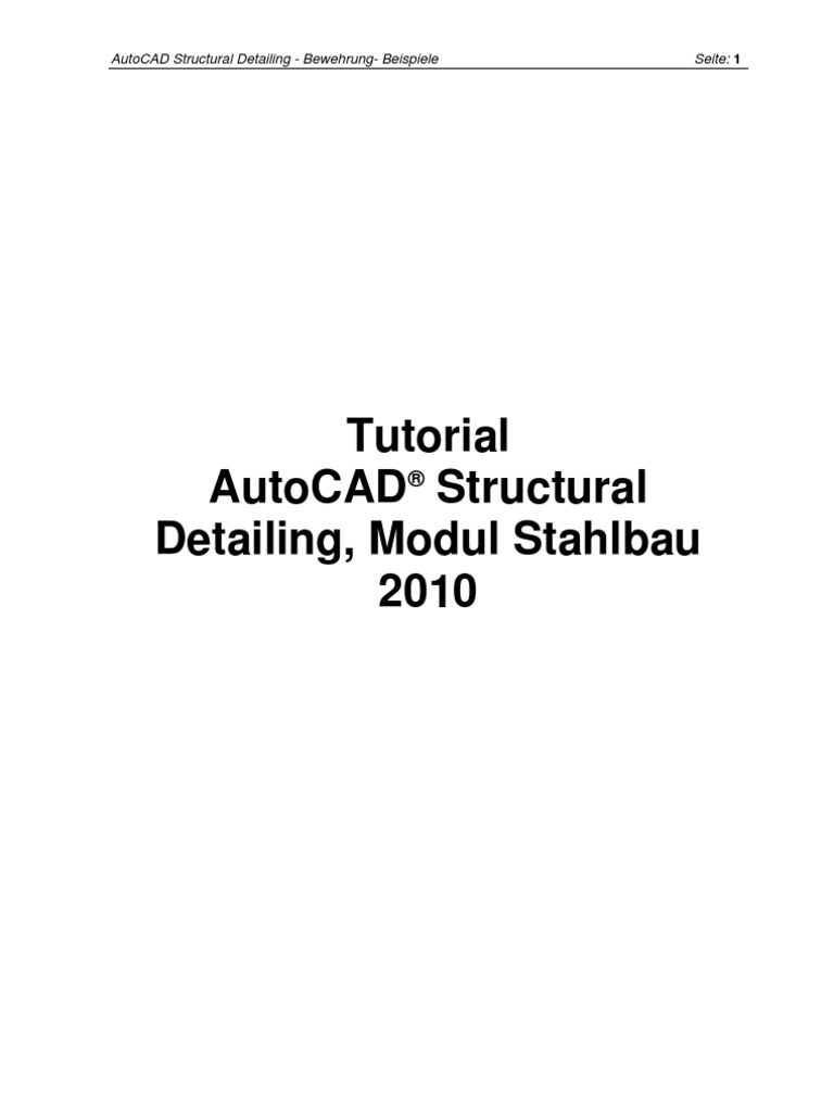 Autocad Structural Detailing 2010 Bewehrung Tutorial | PDF | Auto Cad ...