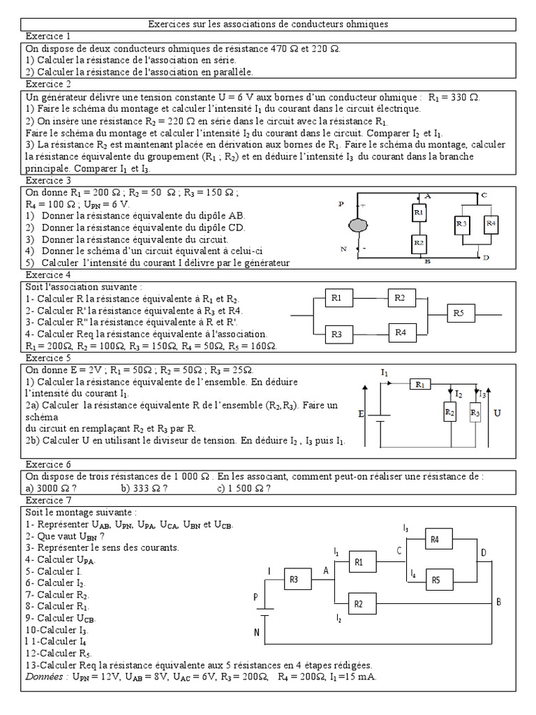 Comment Representer Une Resistance Ohmique Sur Un Schema De Circuit Exercice Conducteurs Ohmiques 2 | PDF | Résistance (électricité) |  Magnétisme