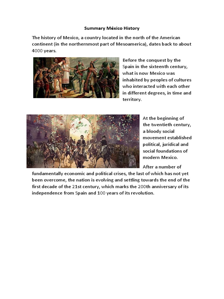 Summary México History PDF Mexico North America