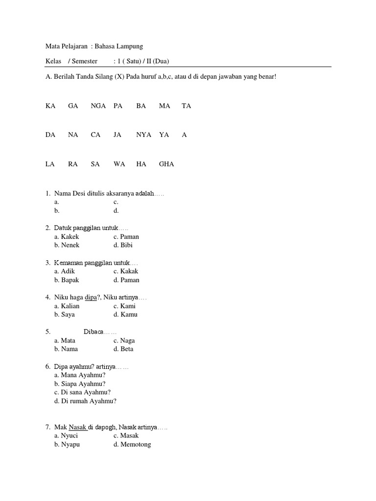 26++ Soal bahasa lampung kelas 7 semester 2 dan kunci jawaban ideas in 2021 
