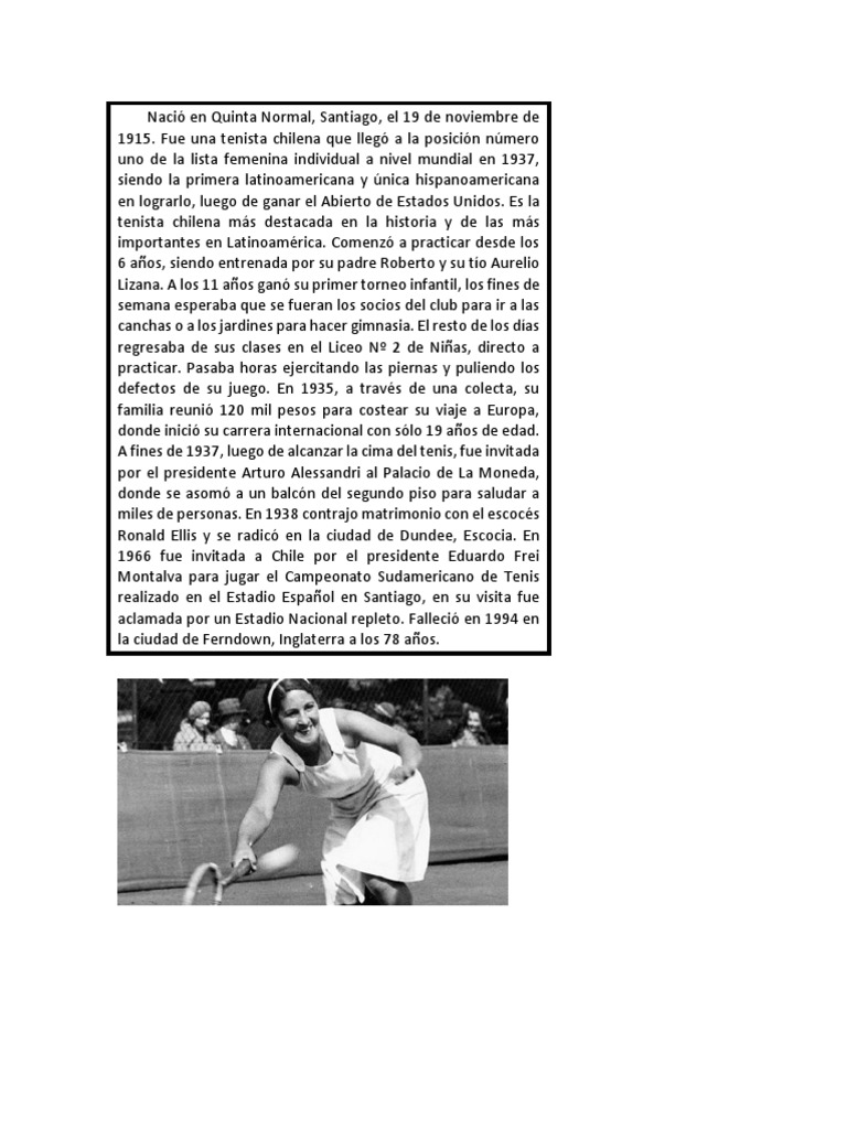 Anita Lizana | PDF | Grand Slam (Tenis) | Deportes de raqueta