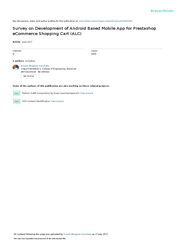 Survey On Development of Android Based Mobile App For Prestashop ...