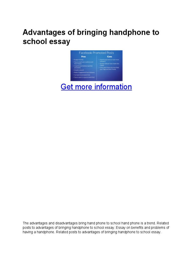 Advantages of bringing handphone to school essay.pdf | Mobile Phones ...
