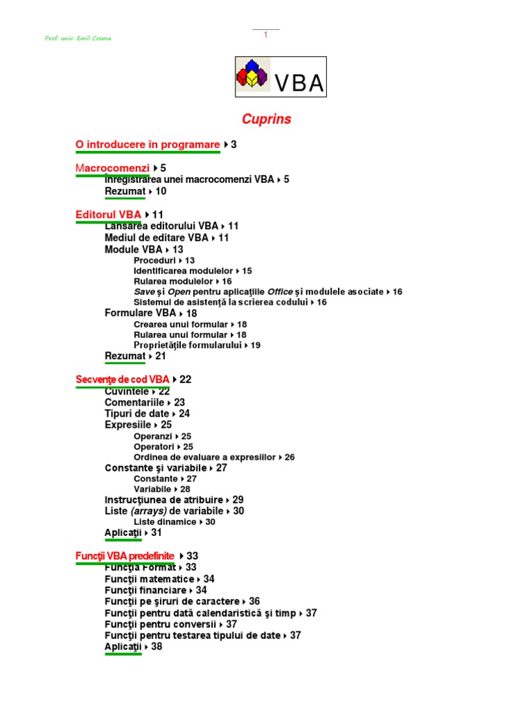 Programare Structurata Structuri de Control VBA PDF | PDF