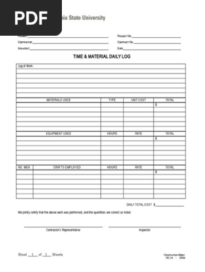 Cm Time and Material Daily Log
