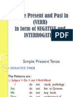 Simple Present and Past in (VERB) in Form of NEGATIVE and Interrogative