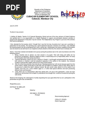 Letter of Explanation