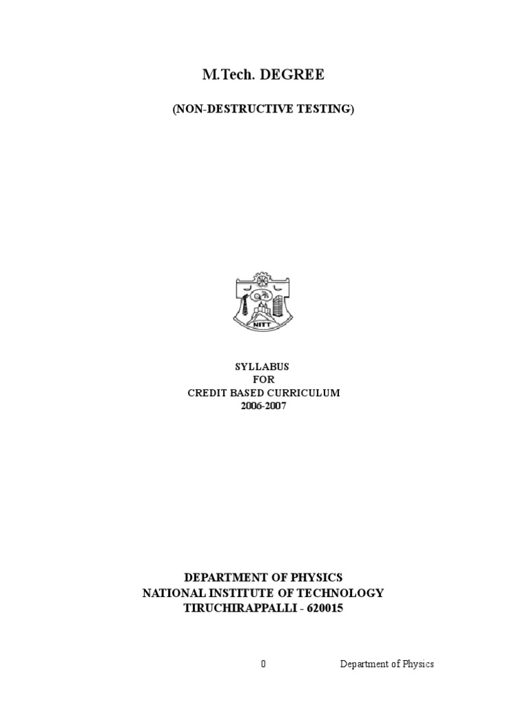 NDT Syllabus NIT Trichy PDF Radiography Thin Film