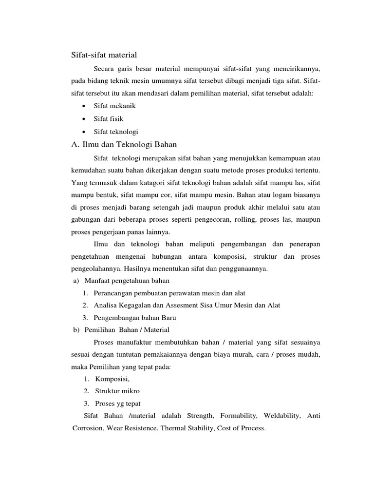 Sifat Material dalam Teknik Mesin | PDF